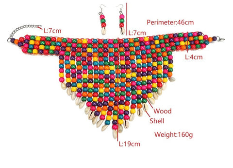 New Fashion Multi Strand Colorful Bead Layered Necklace Earring Set CODE: KAR1636