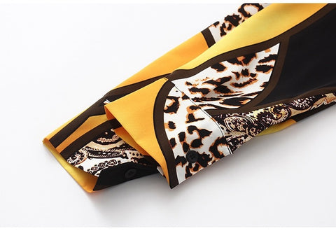 New Style Versatile Color Contrast Printing Leopard Long Sleeve Blouse CODE: KAR1638