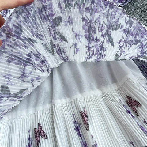 Autumn New Slash Neck High Street Print Elegant Cupcake Dress CODE: KAR1644