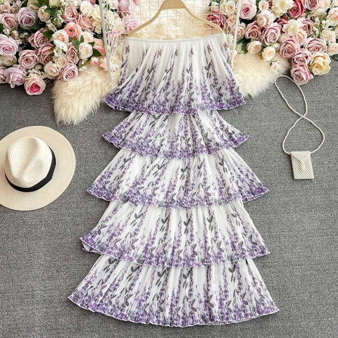 Autumn New Slash Neck High Street Print Elegant Cupcake Dress CODE: KAR1644
