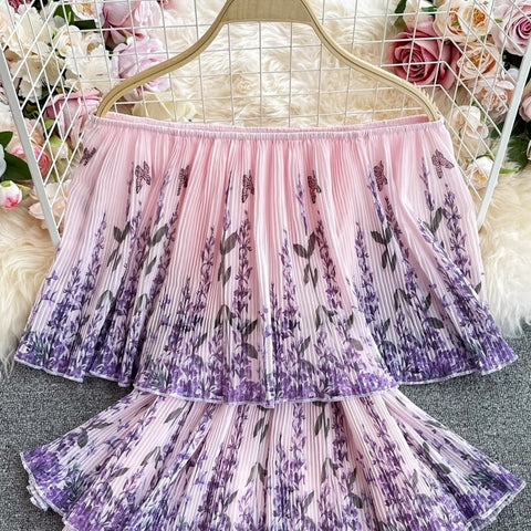 Autumn New Slash Neck High Street Print Elegant Cupcake Dress CODE: KAR1644