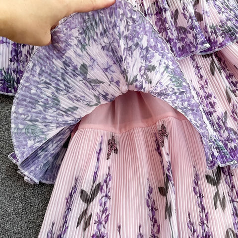 Autumn New Slash Neck High Street Print Elegant Cupcake Dress CODE: KAR1644