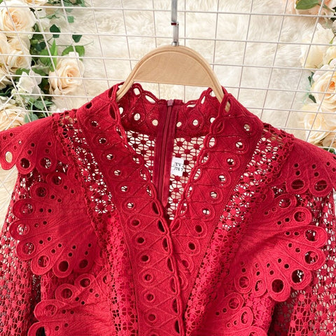 Autumn  Fashion Long Sleeve Lace Ruffles Elegant Party Slim Pencil Midi Bodycon Dress CODE: KAR1645