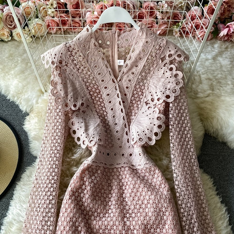 Autumn  Fashion Long Sleeve Lace Ruffles Elegant Party Slim Pencil Midi Bodycon Dress CODE: KAR1645