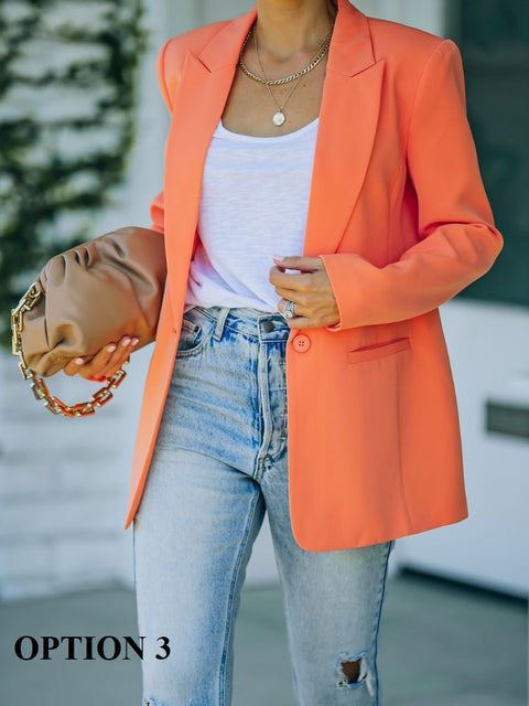 New Slim Fashion Lapel Single Button Solid Color Casual Outerwear Blazer CODE: KAR1661