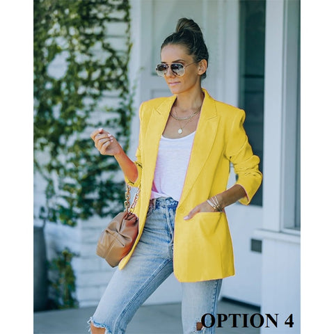 New Slim Fashion Lapel Single Button Solid Color Casual Outerwear Blazer CODE: KAR1661