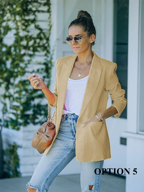New Slim Fashion Lapel Single Button Solid Color Casual Outerwear Blazer CODE: KAR1661