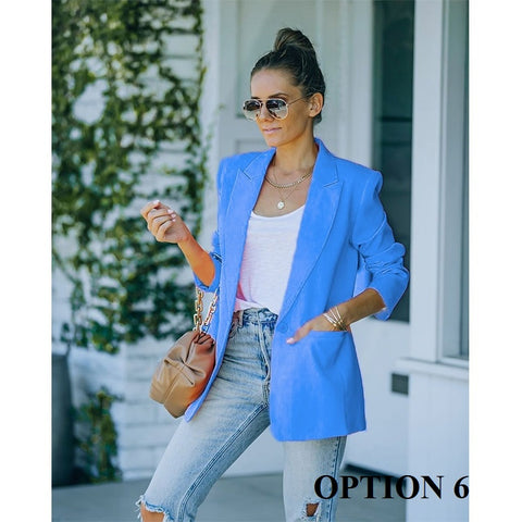 New Slim Fashion Lapel Single Button Solid Color Casual Outerwear Blazer CODE: KAR1661