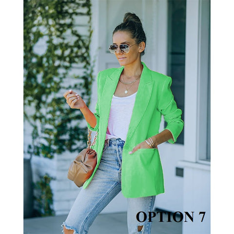 New Slim Fashion Lapel Single Button Solid Color Casual Outerwear Blazer CODE: KAR1661