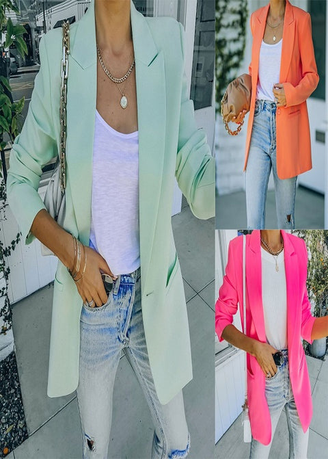 New Slim Fashion Lapel Single Button Solid Color Casual Outerwear Blazer CODE: KAR1661