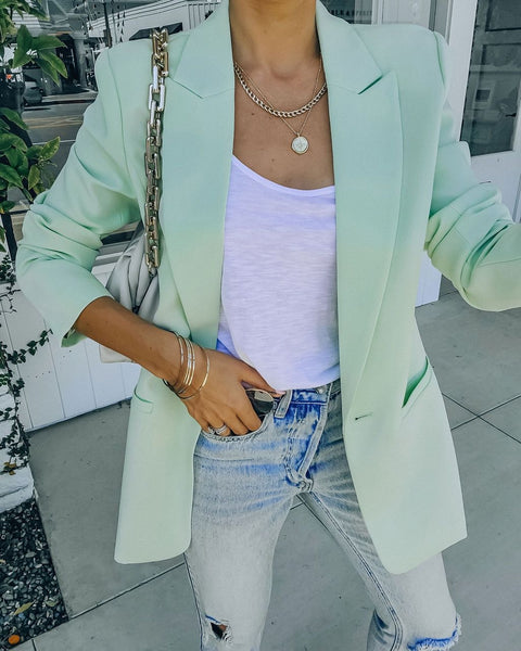 New Slim Fashion Lapel Single Button Solid Color Casual Outerwear Blazer CODE: KAR1661