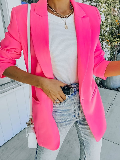 New Slim Fashion Lapel Single Button Solid Color Casual Outerwear Blazer CODE: KAR1661