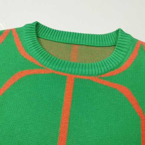 Winter New Long Sleeve O-Neck Line Pattern Knitted Loose Sweater CODE: KAR1663