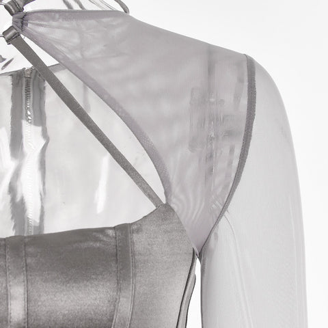 Sexy Elegant Long Sleeve Hollow Out Corset Top CODE: KAR1664