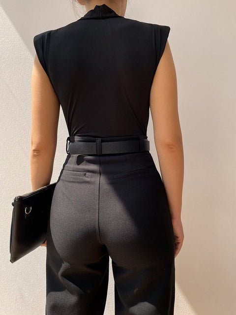 Sexy Slim V Neck High Waist Elegant Sleeveless Bodycon Bodysuit CODE: KAR1665