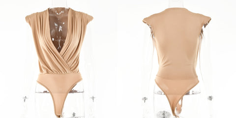 Sexy Slim V Neck High Waist Elegant Sleeveless Bodycon Bodysuit CODE: KAR1665