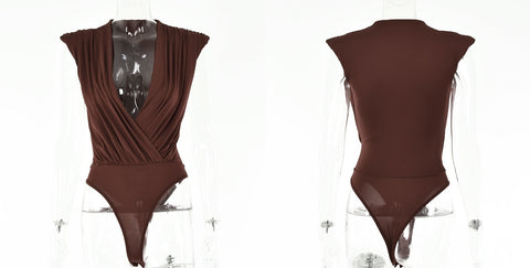 Sexy Slim V Neck High Waist Elegant Sleeveless Bodycon Bodysuit CODE: KAR1665