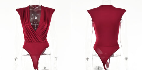Sexy Slim V Neck High Waist Elegant Sleeveless Bodycon Bodysuit CODE: KAR1665