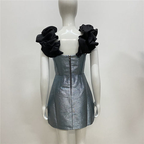 Summer New Fashion Layered Ruffle Elegant Design Sleeveless Slim Mini Fishbone Dress CODE: KAR1679