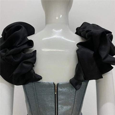 Summer New Fashion Layered Ruffle Elegant Design Sleeveless Slim Mini Fishbone Dress CODE: KAR1679