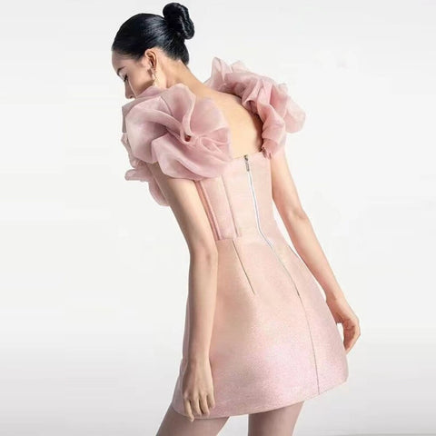 Summer New Fashion Layered Ruffle Elegant Design Sleeveless Slim Mini Fishbone Dress CODE: KAR1679
