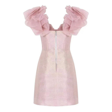 Summer New Fashion Layered Ruffle Elegant Design Sleeveless Slim Mini Fishbone Dress CODE: KAR1679