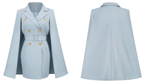 Cloak Fashion Double Breasted Short Sleeve V-neck Blazer CODE: KAR1682