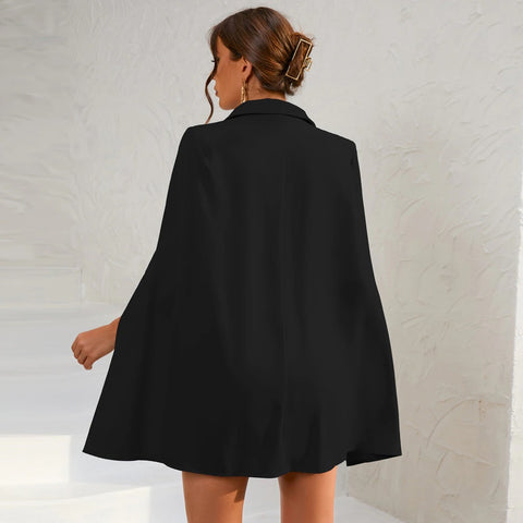 Cloak Fashion Double Breasted Short Sleeve V-neck Blazer CODE: KAR1682