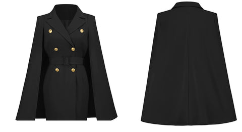 Cloak Fashion Double Breasted Short Sleeve V-neck Blazer CODE: KAR1682