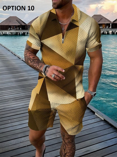 Summer Short Sleeve Polo Shirt and shorts Suit two-Piece Set CODE: KAR1695