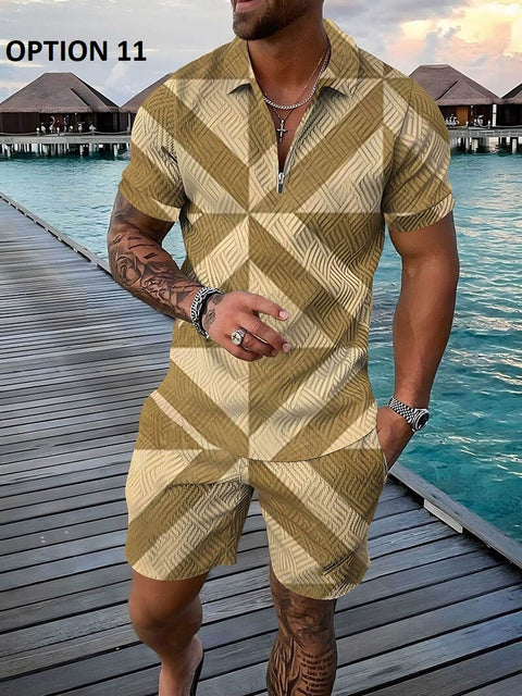 Summer Short Sleeve Polo Shirt and shorts Suit two-Piece Set CODE: KAR1695