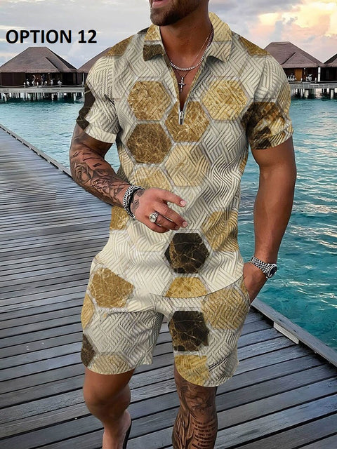 Summer Short Sleeve Polo Shirt and shorts Suit two-Piece Set CODE: KAR1695