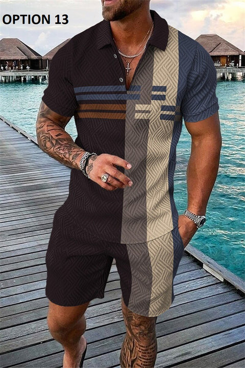 Summer Short Sleeve Polo Shirt and shorts Suit two-Piece Set CODE: KAR1695