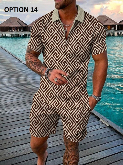 Summer Short Sleeve Polo Shirt and shorts Suit two-Piece Set CODE: KAR1695