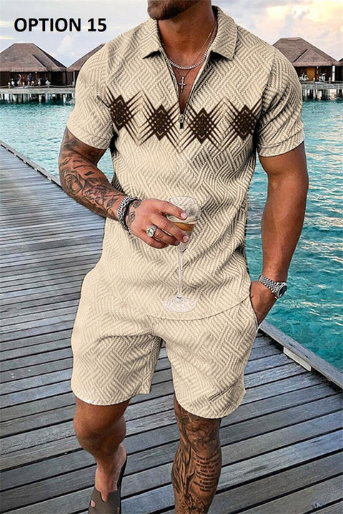 Summer Short Sleeve Polo Shirt and shorts Suit two-Piece Set CODE: KAR1695