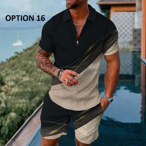 Summer Short Sleeve Polo Shirt and shorts Suit two-Piece Set CODE: KAR1695