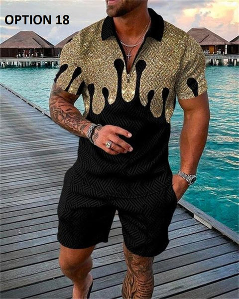 Summer Short Sleeve Polo Shirt and shorts Suit two-Piece Set CODE: KAR1695