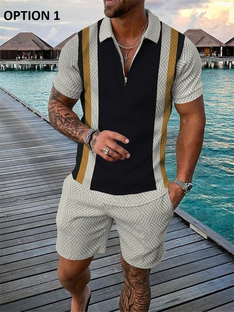 Summer Short Sleeve Polo Shirt and shorts Suit two-Piece Set CODE: KAR1695