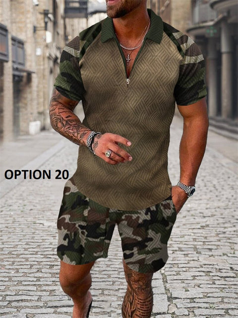 Summer Short Sleeve Polo Shirt and shorts Suit two-Piece Set CODE: KAR1695