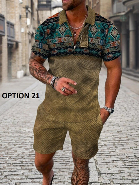 Summer Short Sleeve Polo Shirt and shorts Suit two-Piece Set CODE: KAR1695