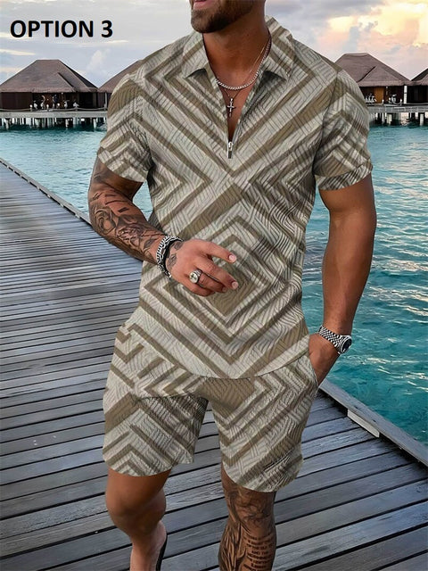 Summer Short Sleeve Polo Shirt and shorts Suit two-Piece Set CODE: KAR1695