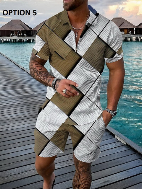 Summer Short Sleeve Polo Shirt and shorts Suit two-Piece Set CODE: KAR1695