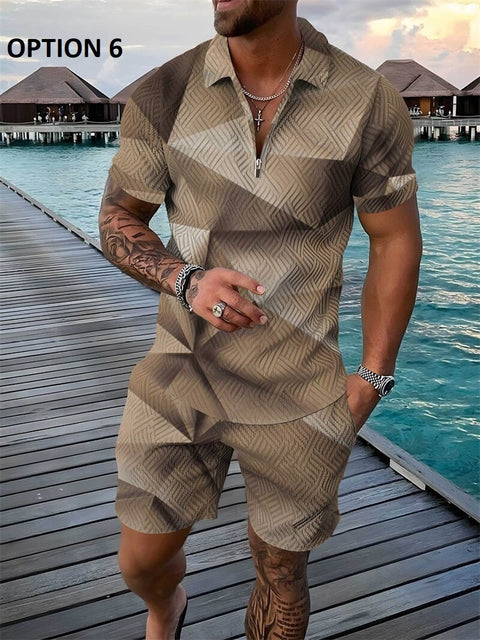 Summer Short Sleeve Polo Shirt and shorts Suit two-Piece Set CODE: KAR1695