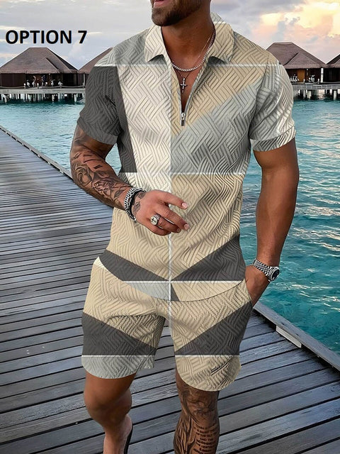 Summer Short Sleeve Polo Shirt and shorts Suit two-Piece Set CODE: KAR1695