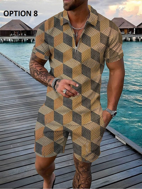 Summer Short Sleeve Polo Shirt and shorts Suit two-Piece Set CODE: KAR1695