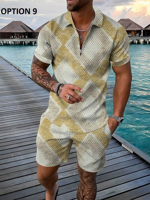 Summer Short Sleeve Polo Shirt and shorts Suit two-Piece Set CODE: KAR1695
