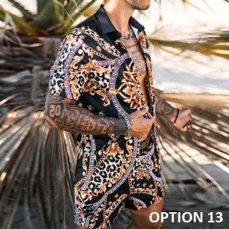 New Fashion Summer Casual Printing Style Short Sleeve Floral Shirt Beach Two Piece Set CODE: KAR1696