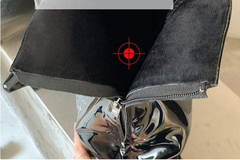 New High Heel Mid-High Tube Long Black Straight Pointed Toe Knight Boot CODE: KAR1699