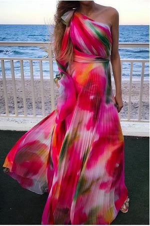 Sexy Elegant High Waist Tie Dye Print Work Maxi Long Dress CODE: KAR1702
