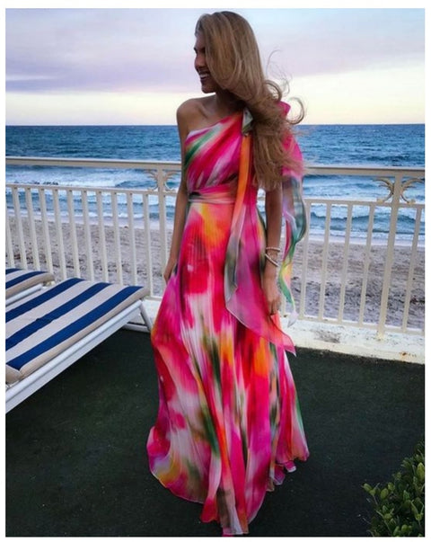 Sexy Elegant High Waist Tie Dye Print Work Maxi Long Dress CODE: KAR1702